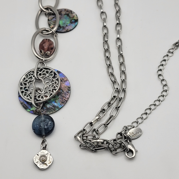 Lia Sophia Silver and Yellow Multi-Pendant Necklace Log of 4 - Picture 10 of 14